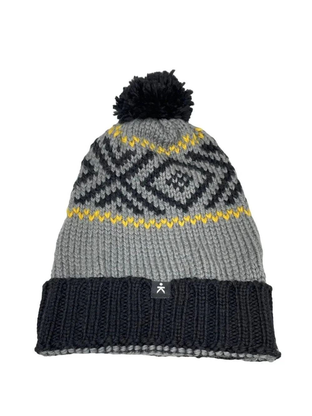 Known Supply Beanie One Size Pom Pom Knitted Beanie Hat Gray Black Winter